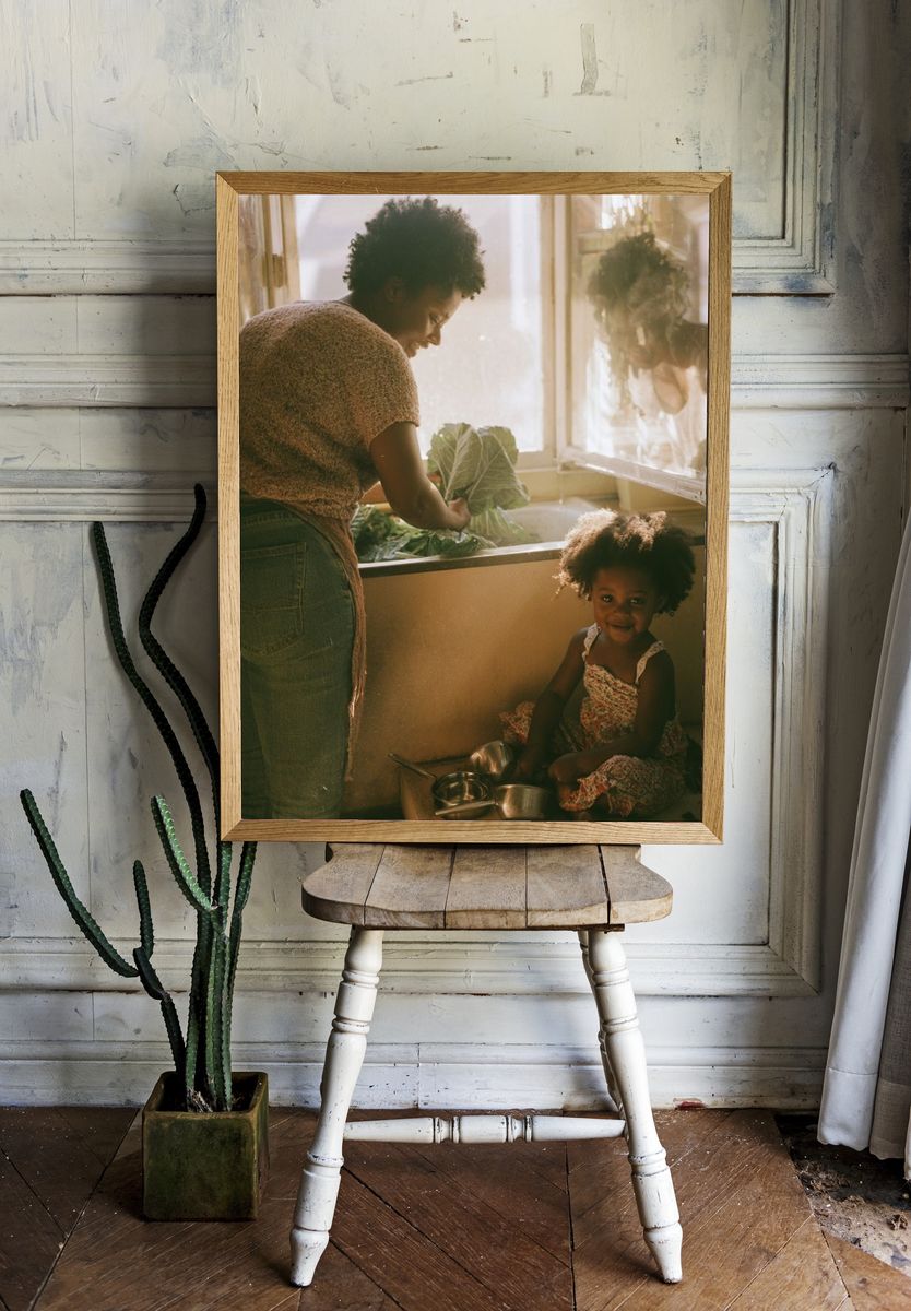 Sunlit Kitchen Moment Photography Poster. — room view 1
