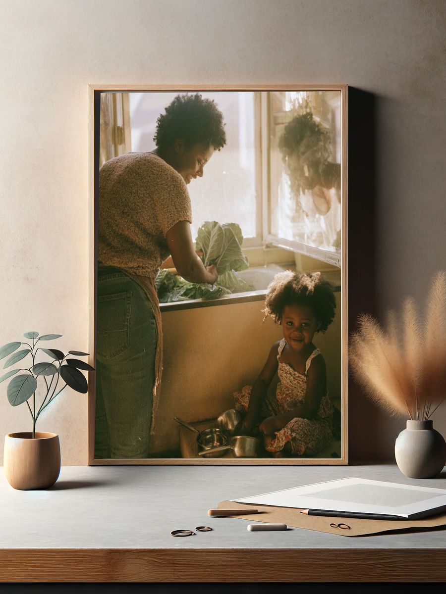 Sunlit Kitchen Moment Photography Poster. — room view 2