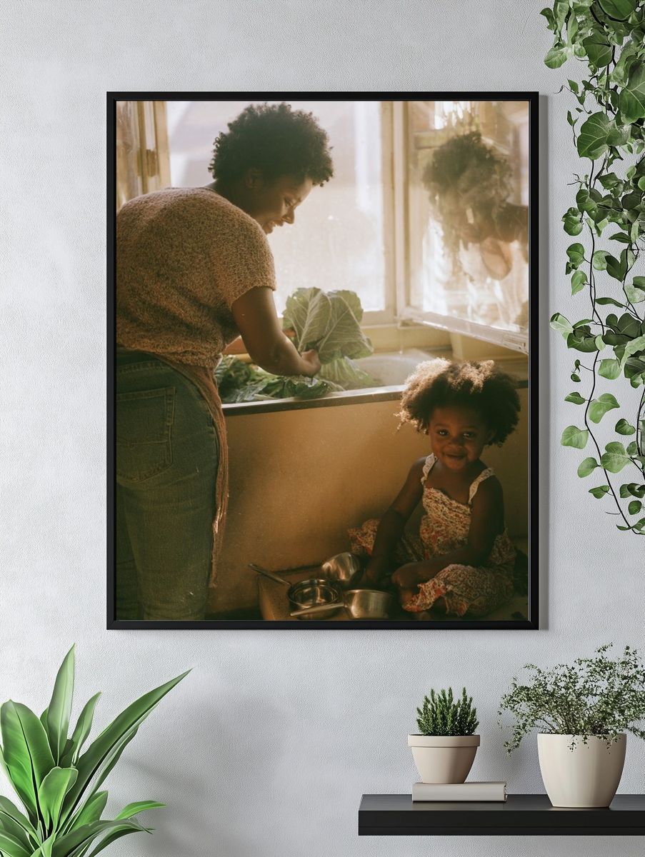 Sunlit Kitchen Moment Photography Poster. — room view 4