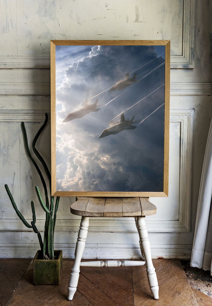 Stealth Jets in Storm Clouds Poster. room preview