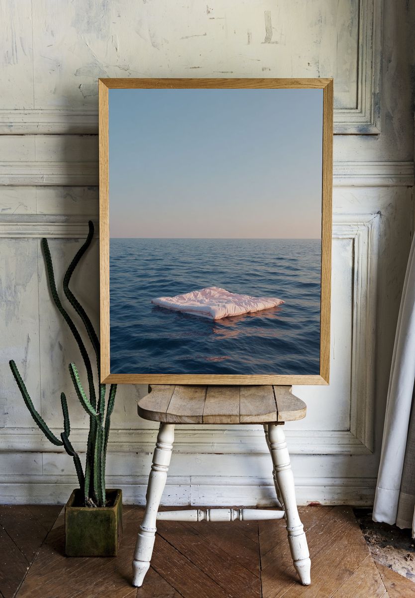 Floating Mattress Sea Print. room preview