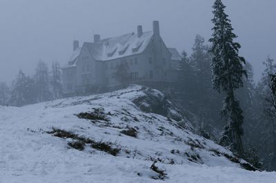 Snowy Mountain Manor Photography Poster.