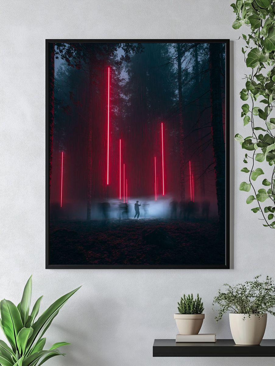 Neon Forest Light Installation Poster. — room view 4