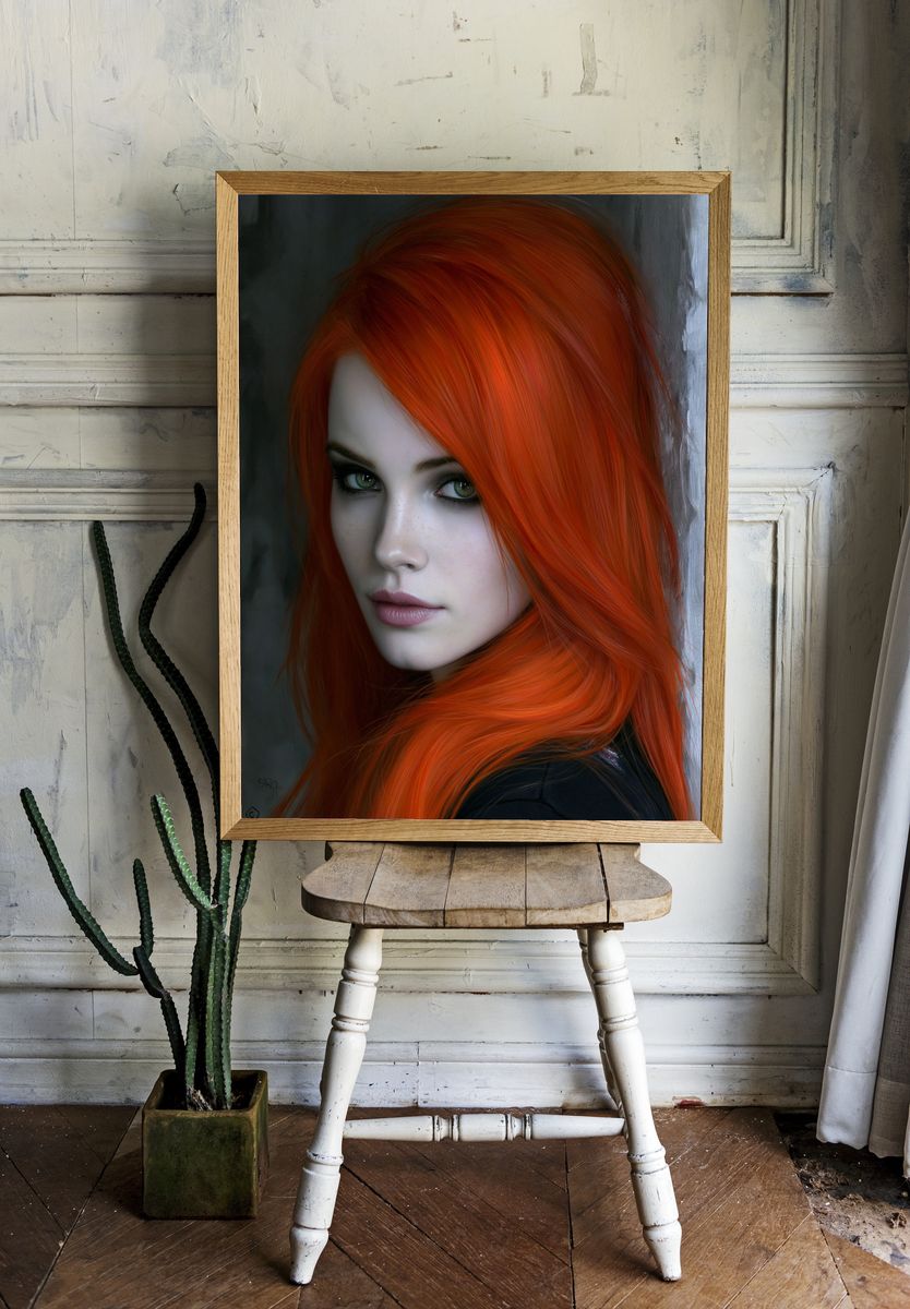 Red-Haired Portrait Photography Poster. room preview