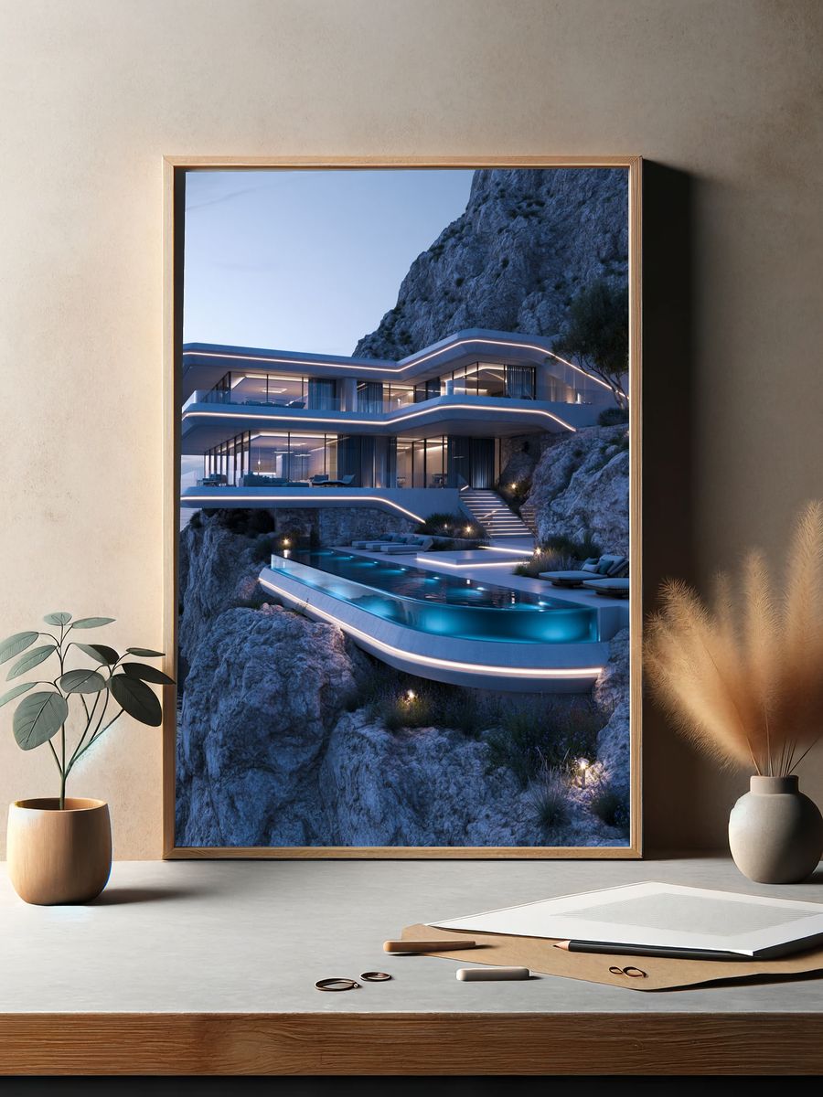 Cliffside Modern Villa Photography Poster. — room view 2