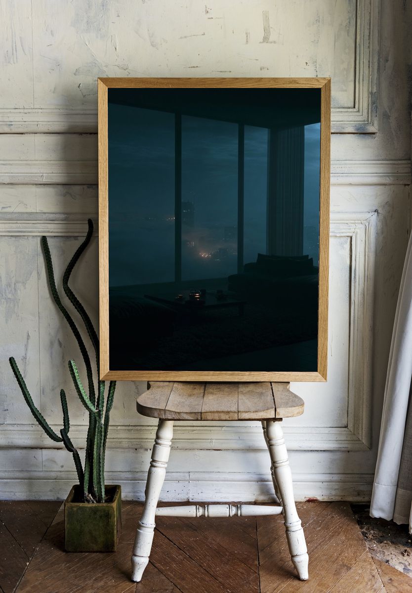 Moody City View Photography Poster. room preview