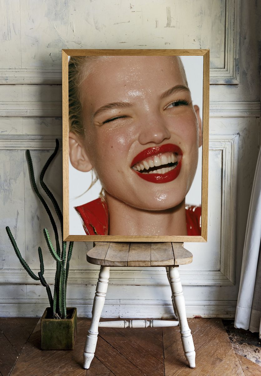 Glossy Red Lips Portrait Poster. room preview