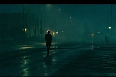 Lonely Figure in Foggy Street Photography Poster.