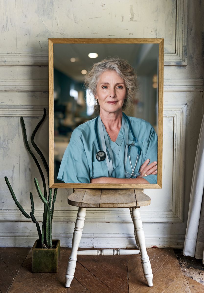 Confident Nurse Portrait Poster. room preview
