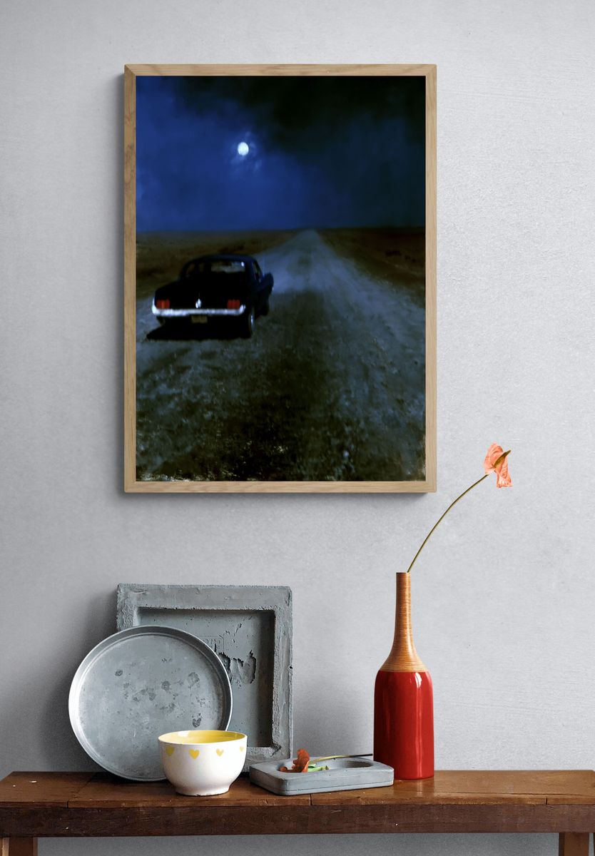 Moonlit Road Trip Photography Poster. — room view 3