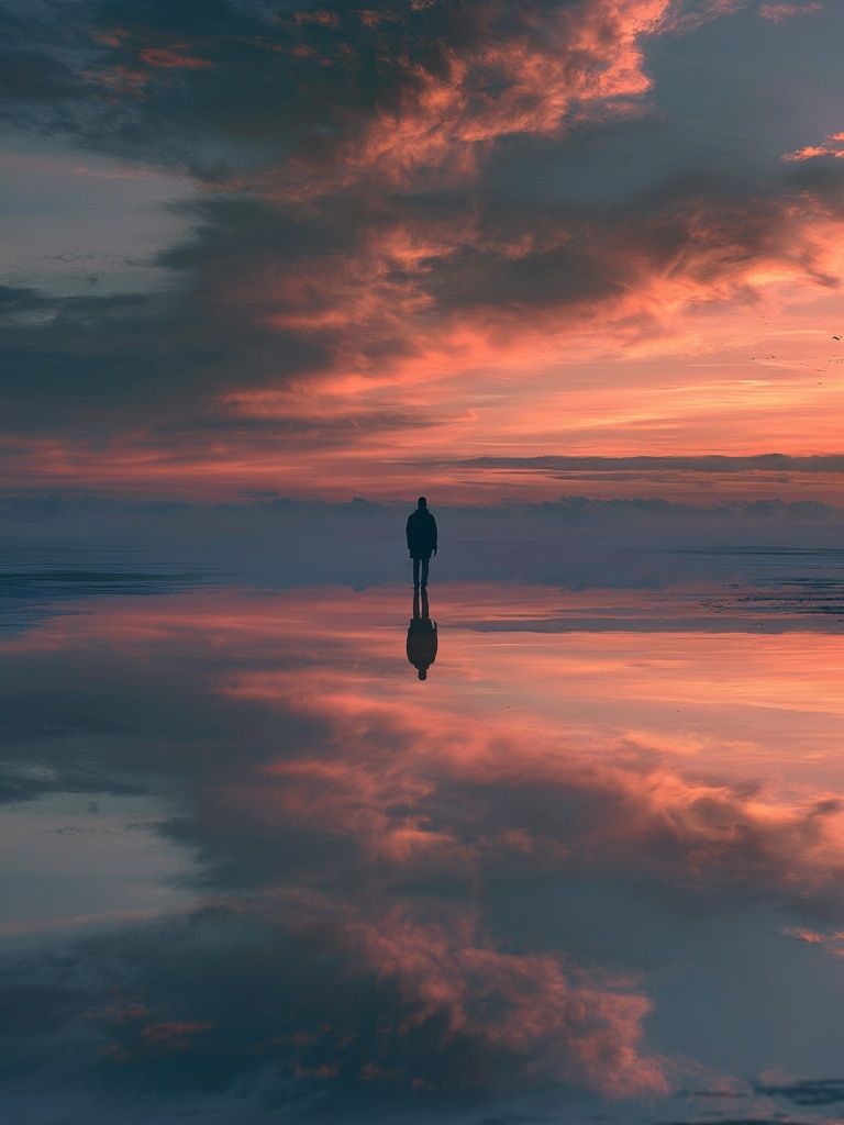 Sunset Reflection Silhouette Photography Poster. poster — photography art