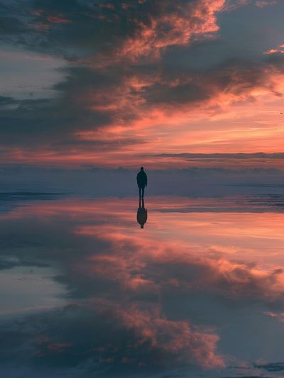 Sunset Reflection Silhouette Photography Poster.