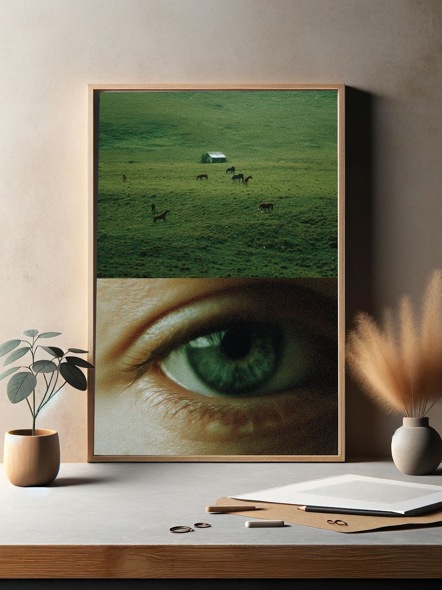 Green Pasture Eye Collage Print. — room view 2