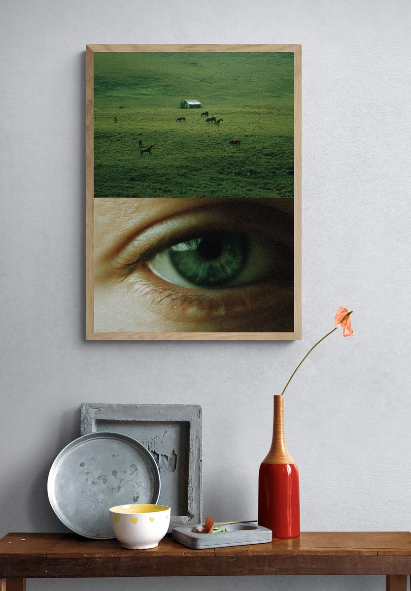 Green Pasture Eye Collage Print. — room view 3
