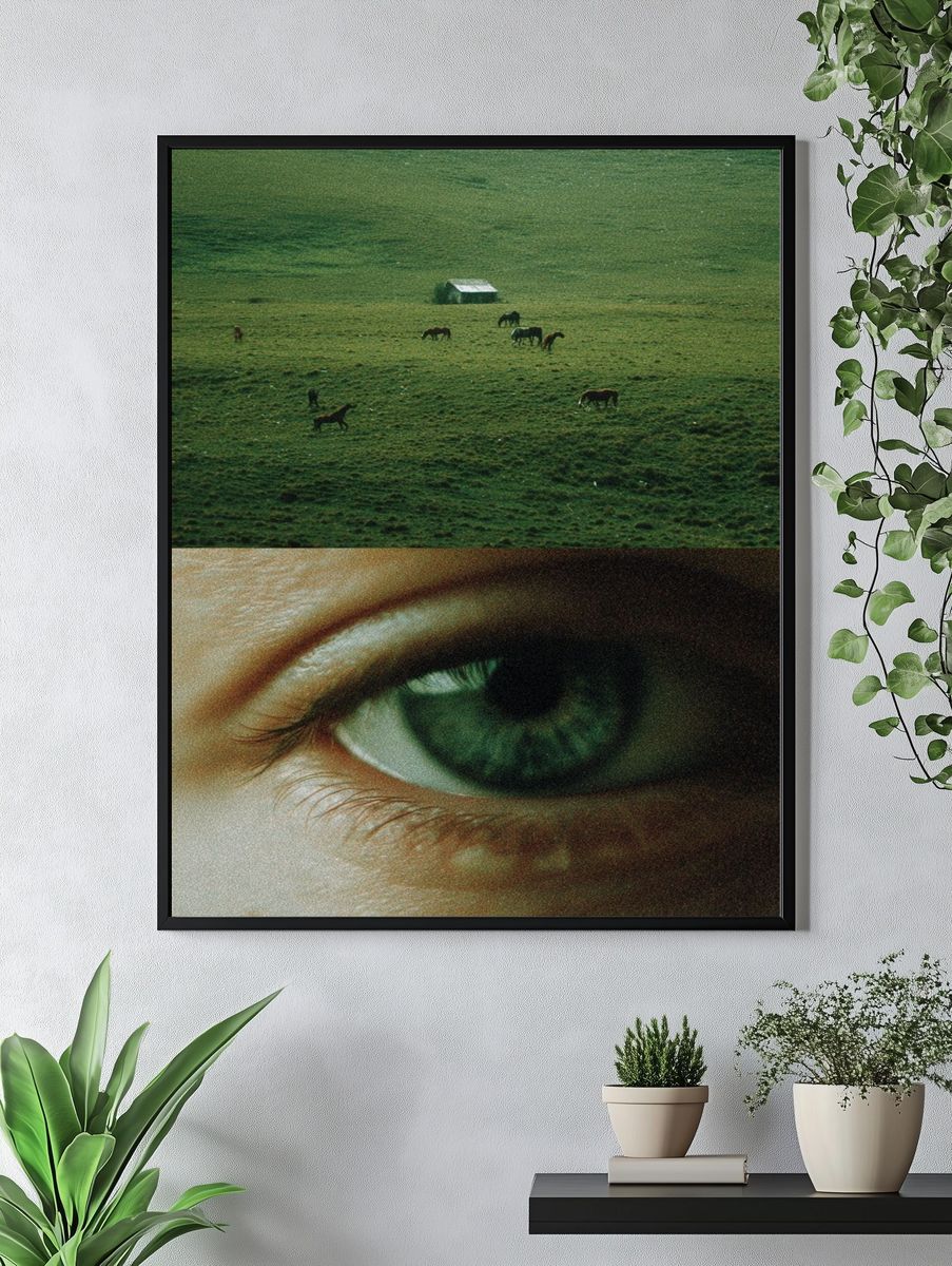 Green Pasture Eye Collage Print. — room view 4