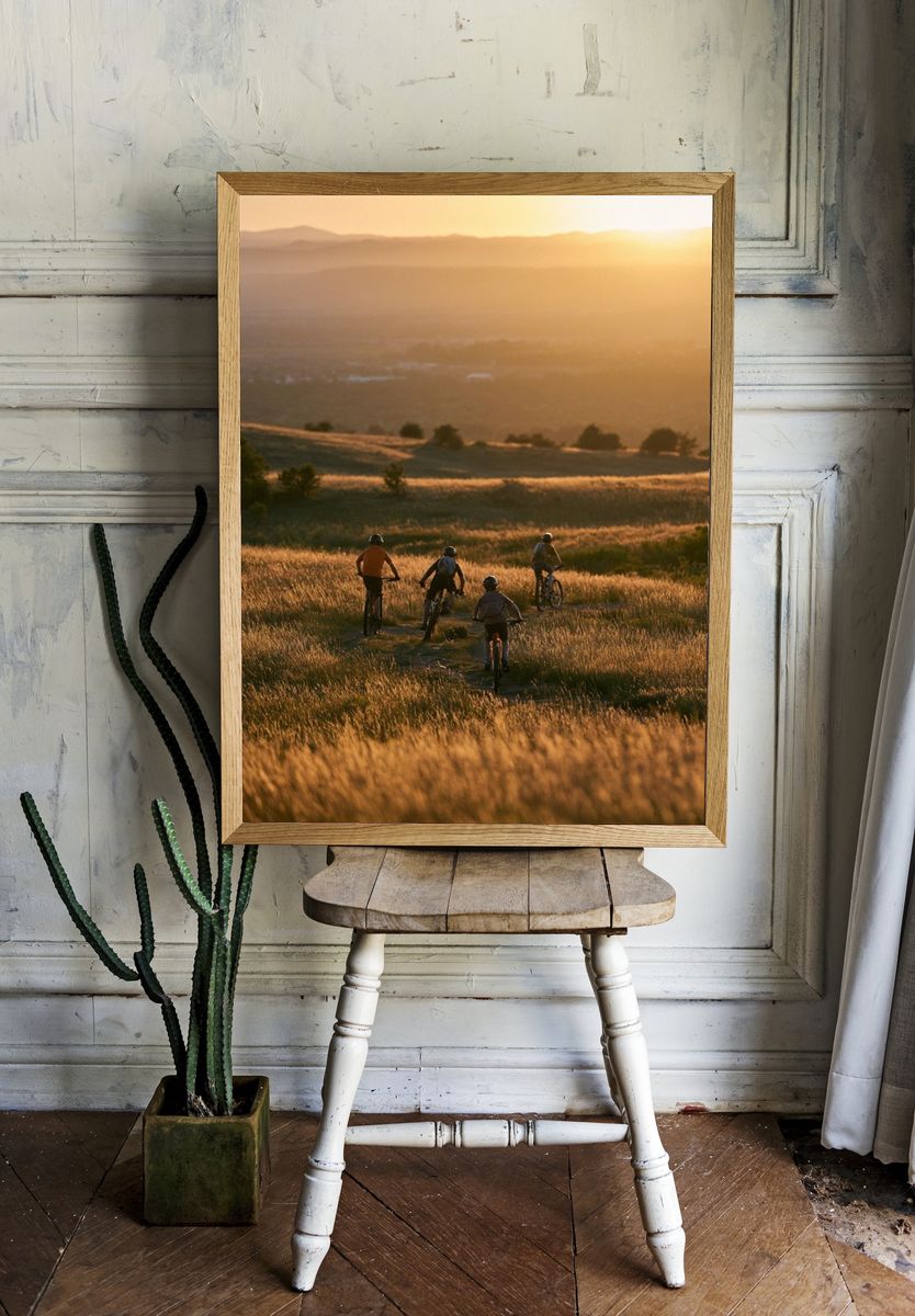 Golden Hour Mountain Biking Poster. room preview