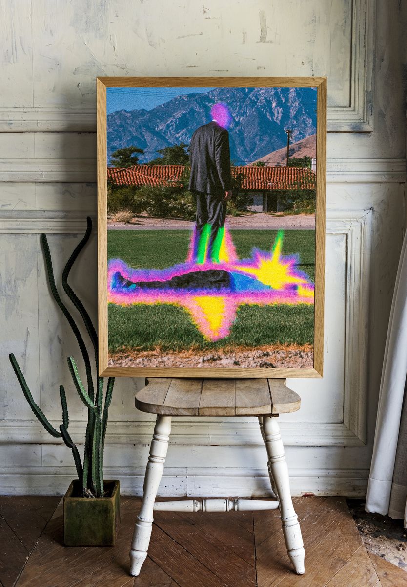 Surreal Neon Figure Photography Poster. room preview