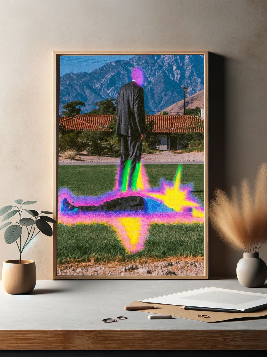 Surreal Neon Figure Photography Poster. — room view 2