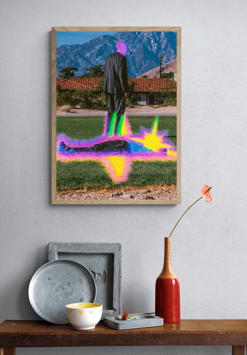 Surreal Neon Figure Photography Poster. — room view 3