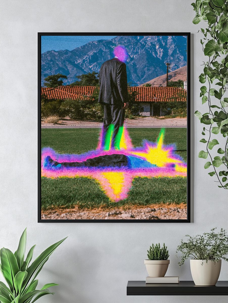 Surreal Neon Figure Photography Poster. — room view 4