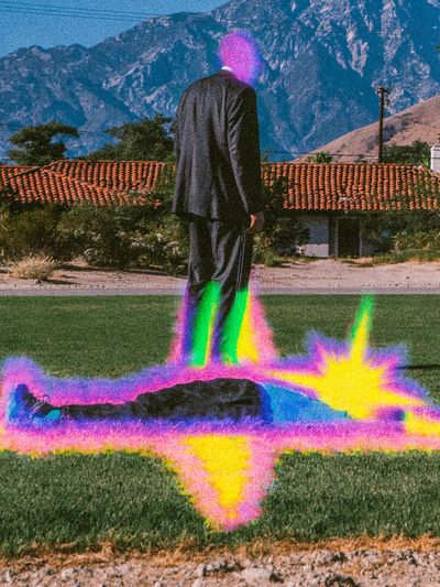 Surreal Neon Figure Photography Poster. poster