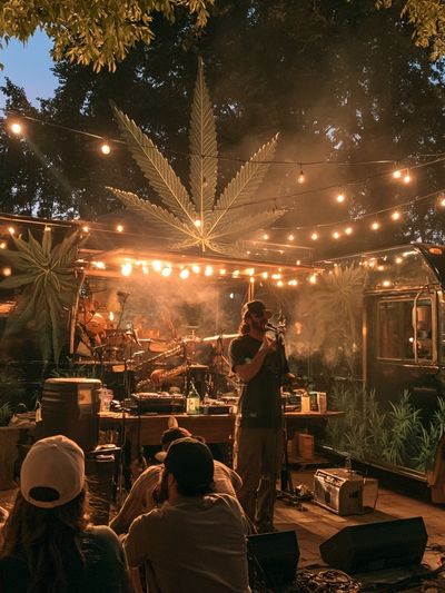 Outdoor Cannabis Concert Photography Poster.