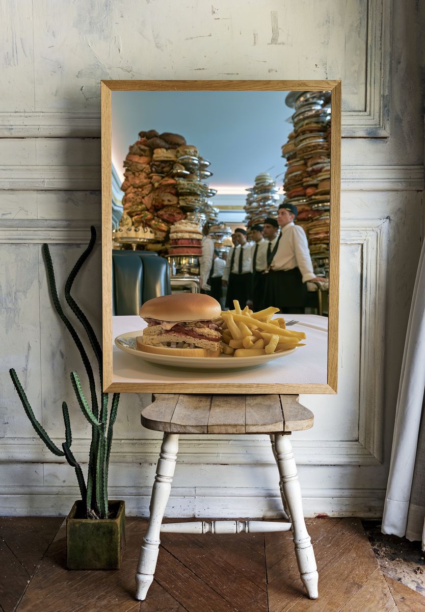 Gourmet Burger Table Scene Poster. room preview