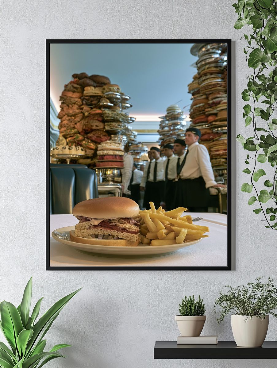 Gourmet Burger Table Scene Poster. — room view 4