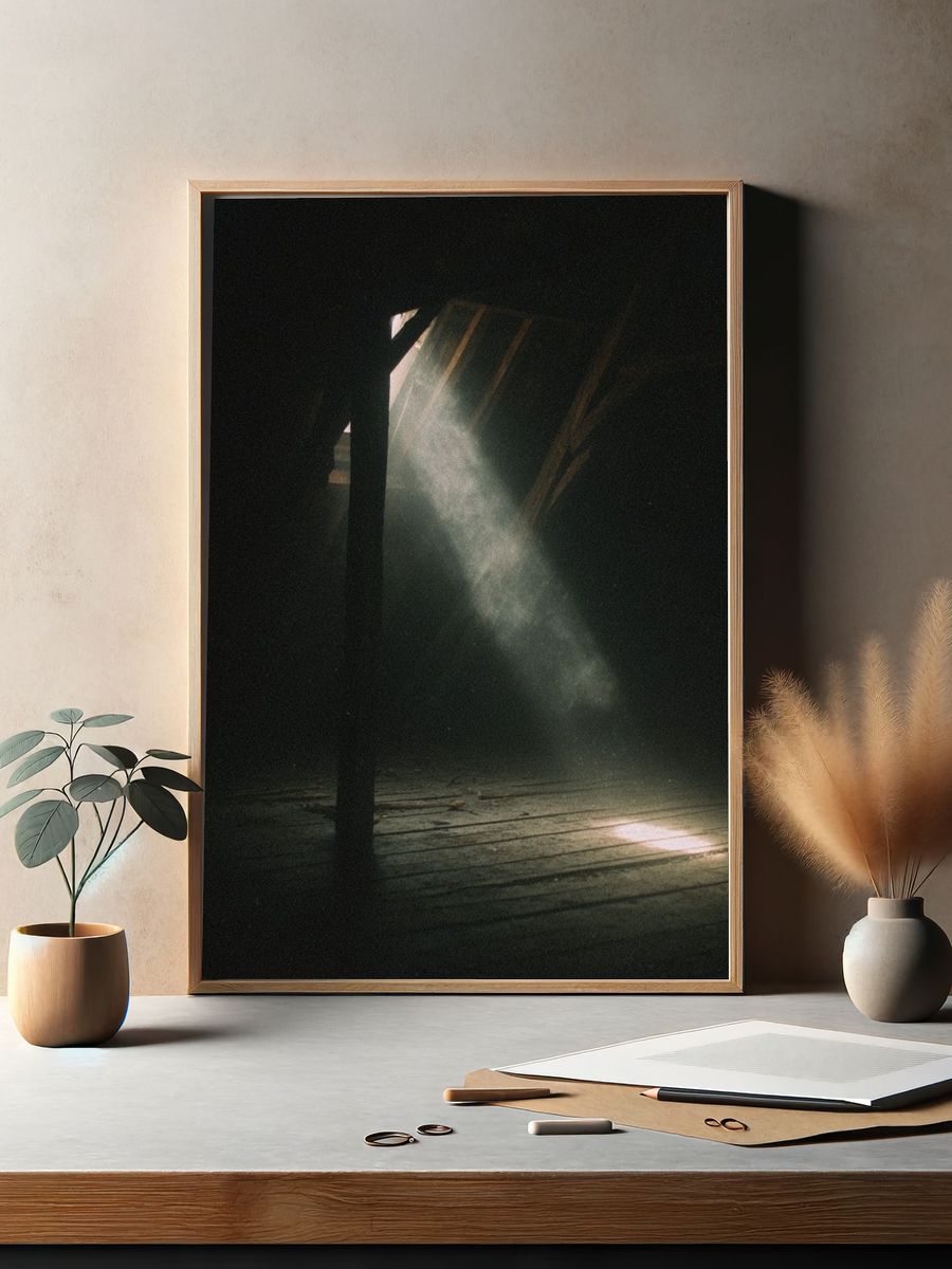 Dusty Attic Light Photography Poster. — room view 2
