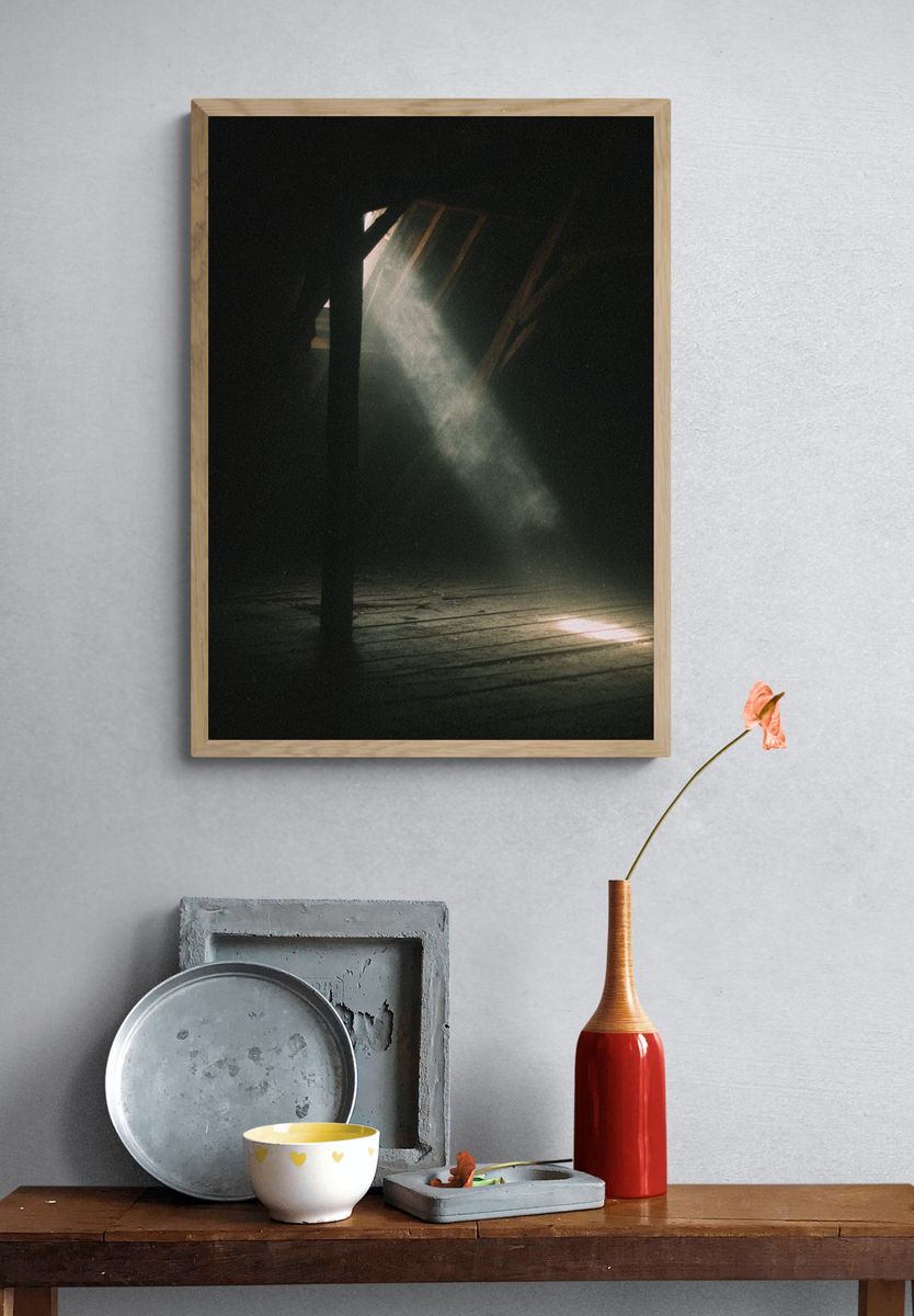 Dusty Attic Light Photography Poster. — room view 3
