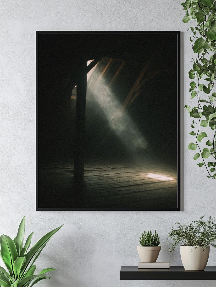 Dusty Attic Light Photography Poster. — room view 4