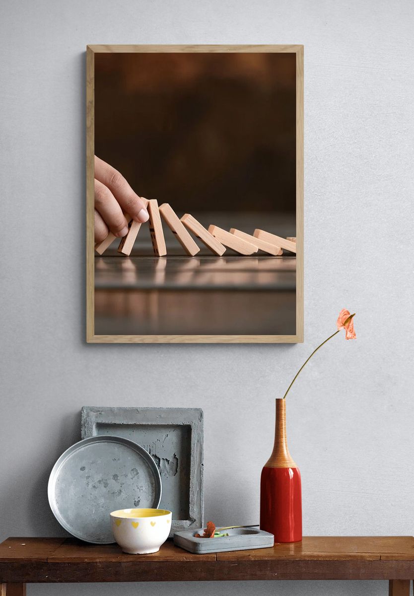 Domino Chain Reaction Photography Poster. — room view 3