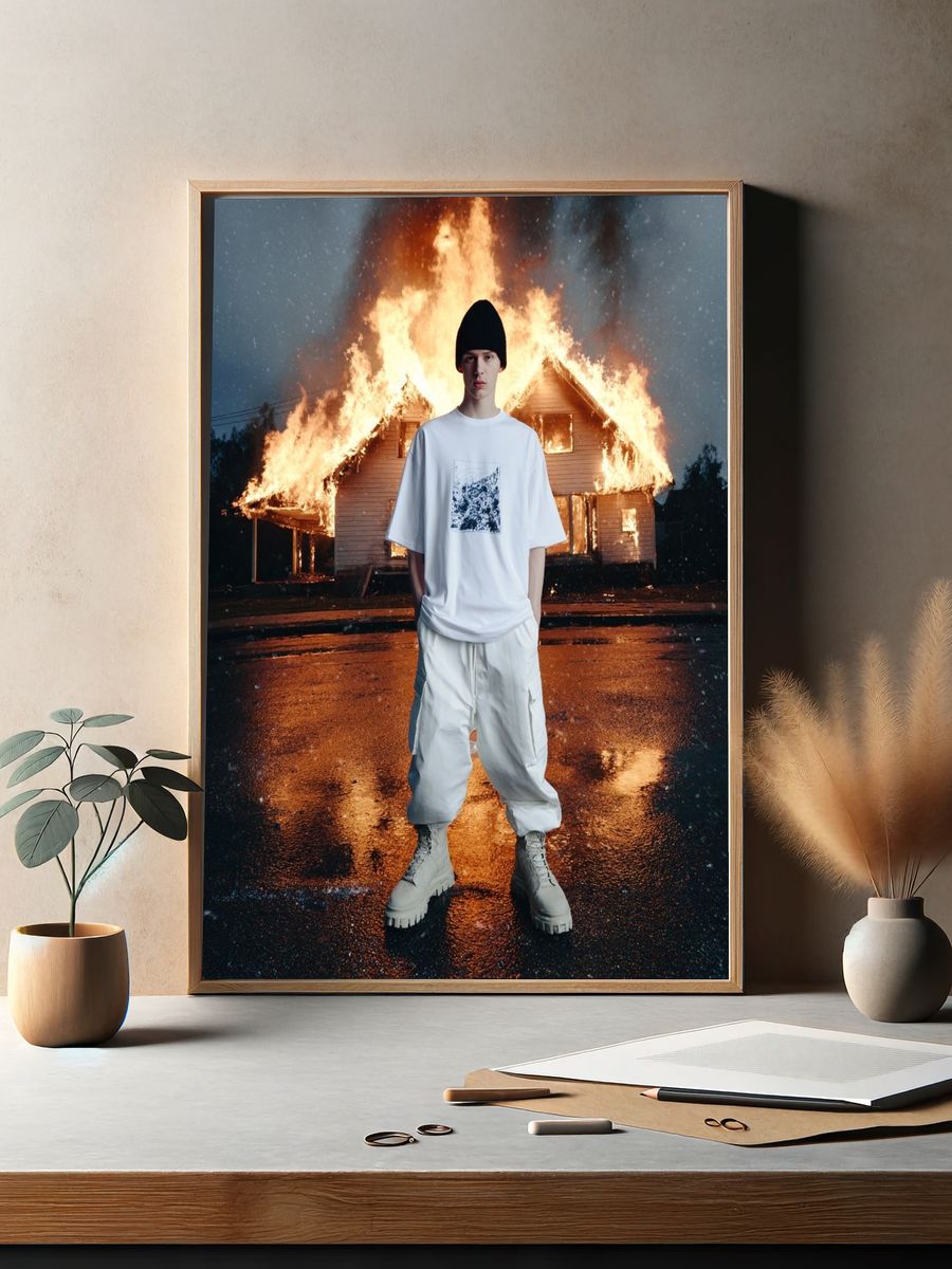 Burning House Fashion Portrait Poster. — room view 2