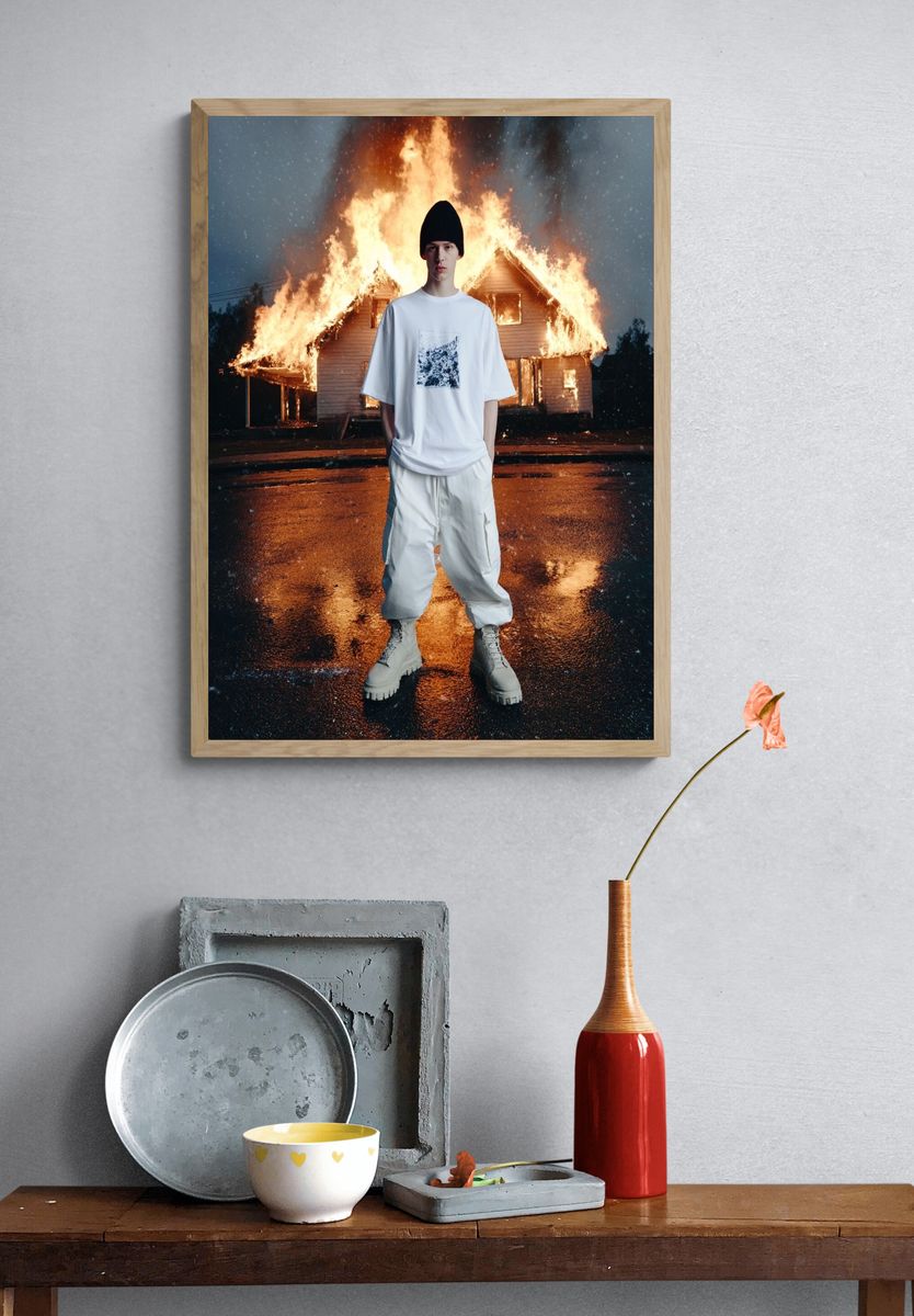 Burning House Fashion Portrait Poster. — room view 3