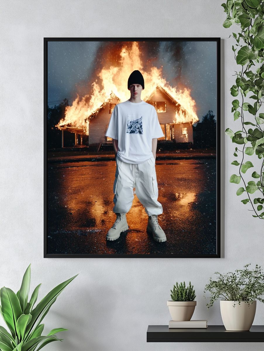 Burning House Fashion Portrait Poster. — room view 4