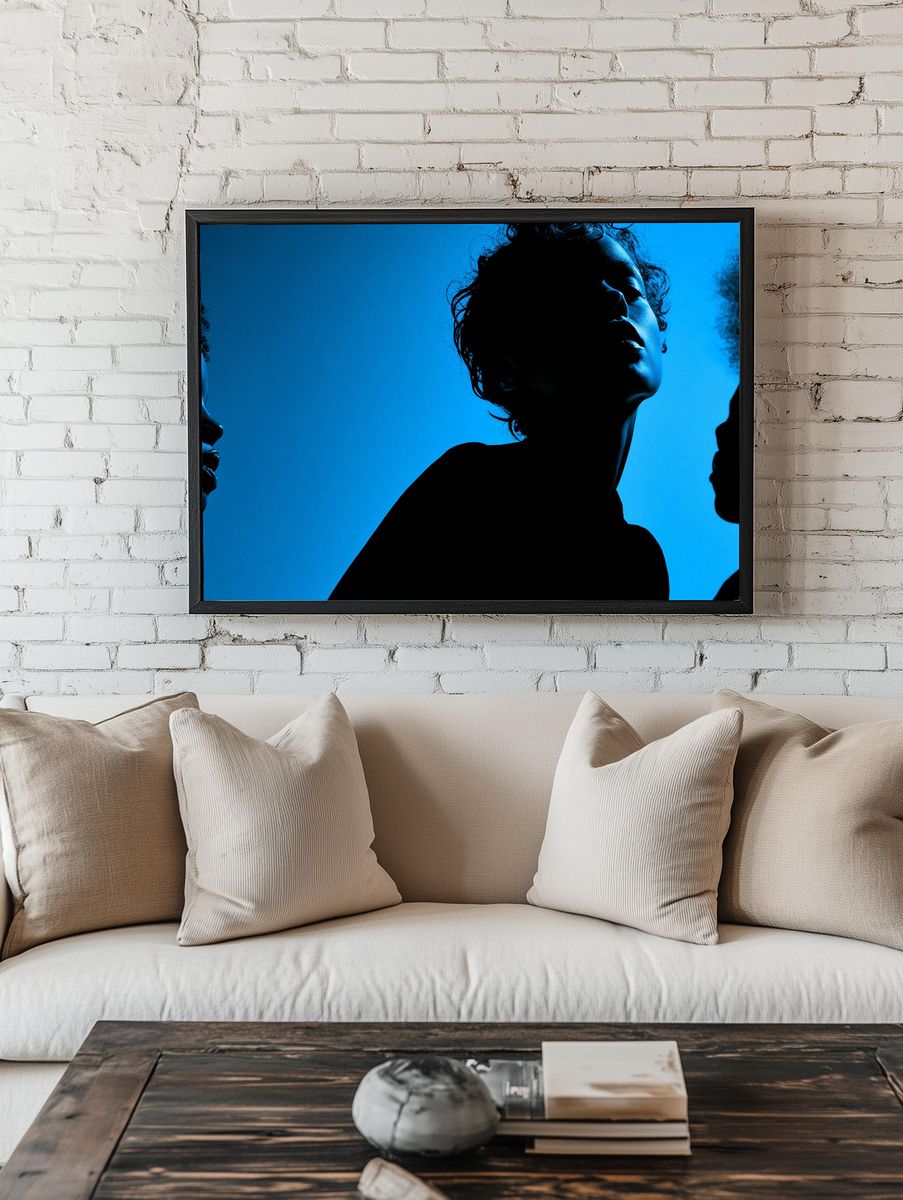 Blue Silhouette Portrait Poster. room preview