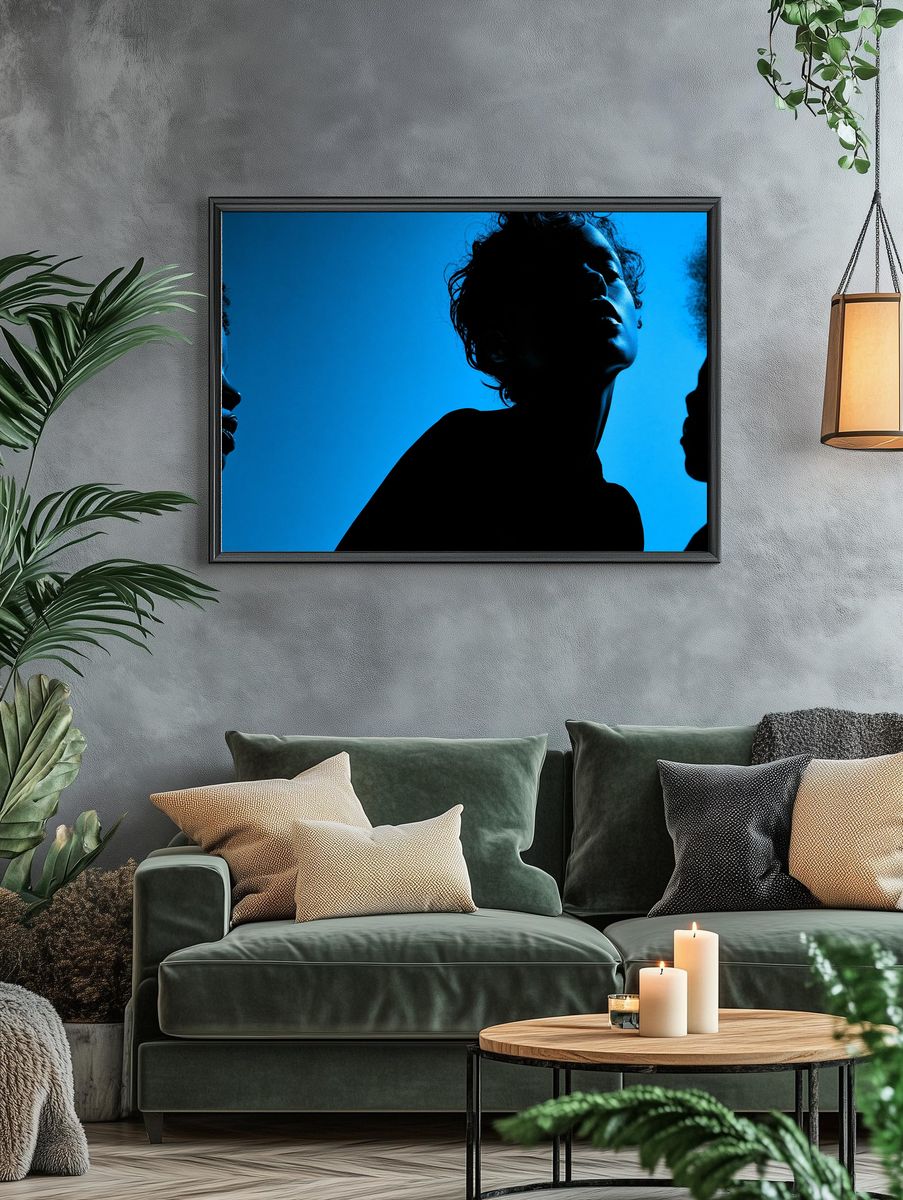 Blue Silhouette Portrait Poster. — room view 4