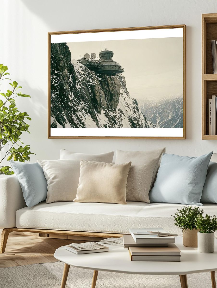 Snowy Cliff Observatory Photography Poster. — room view 2