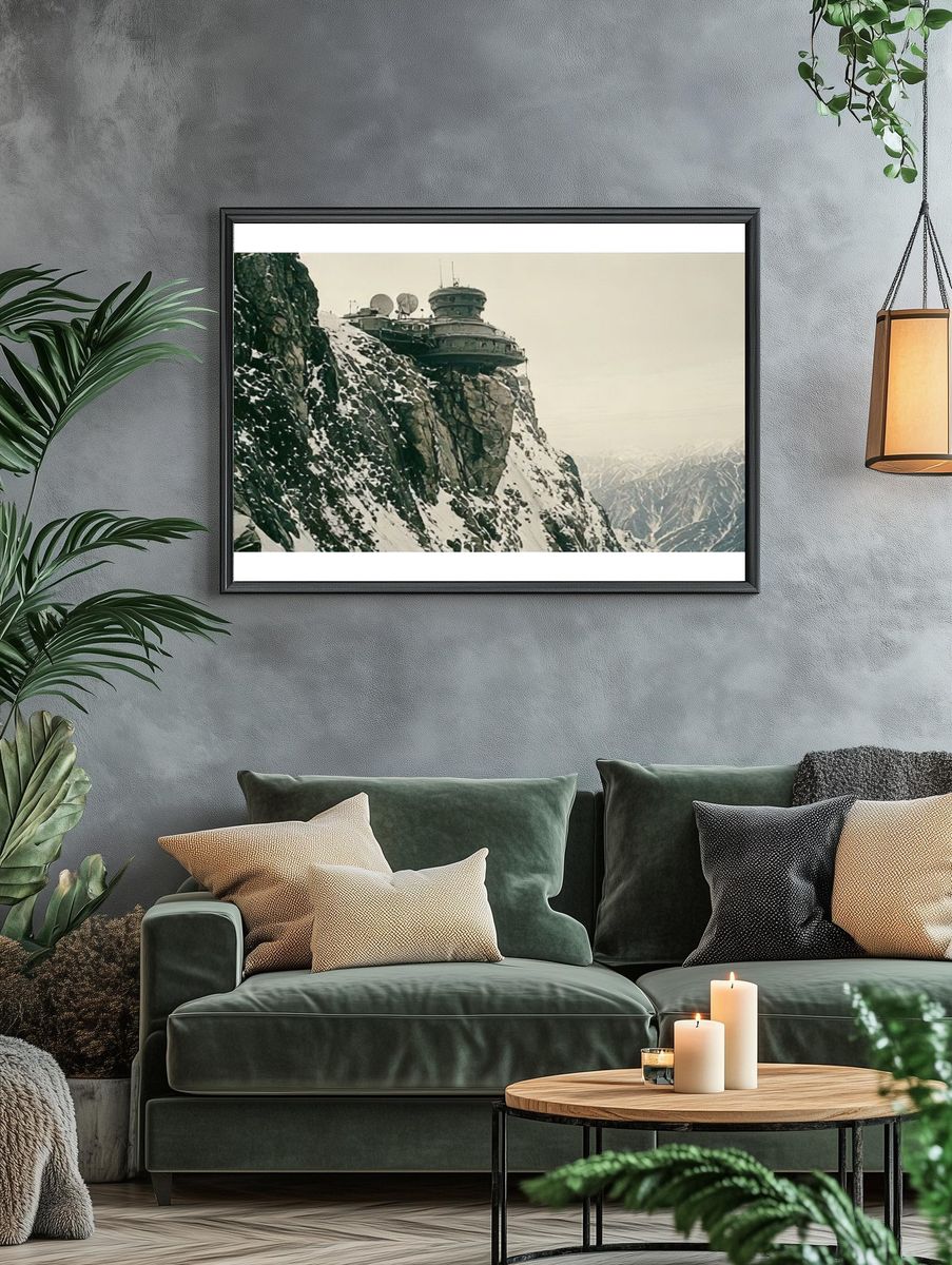 Snowy Cliff Observatory Photography Poster. — room view 4