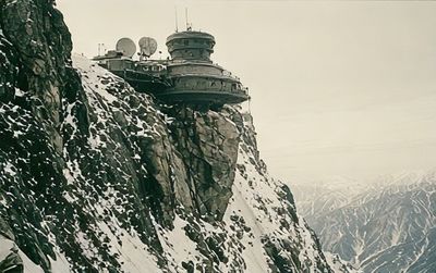 Snowy Cliff Observatory Photography Poster.