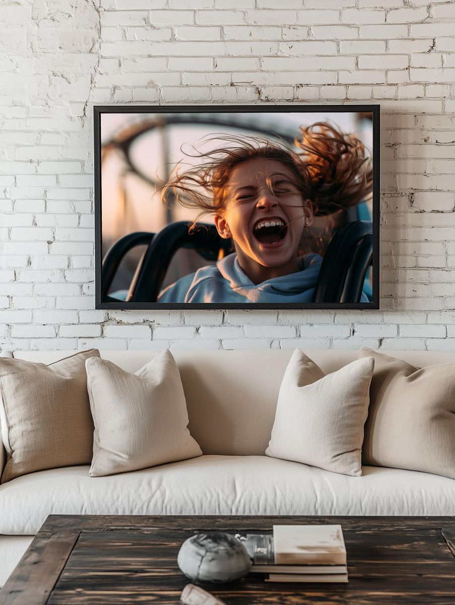 Joyful Roller Coaster Ride Photography Poster. room preview