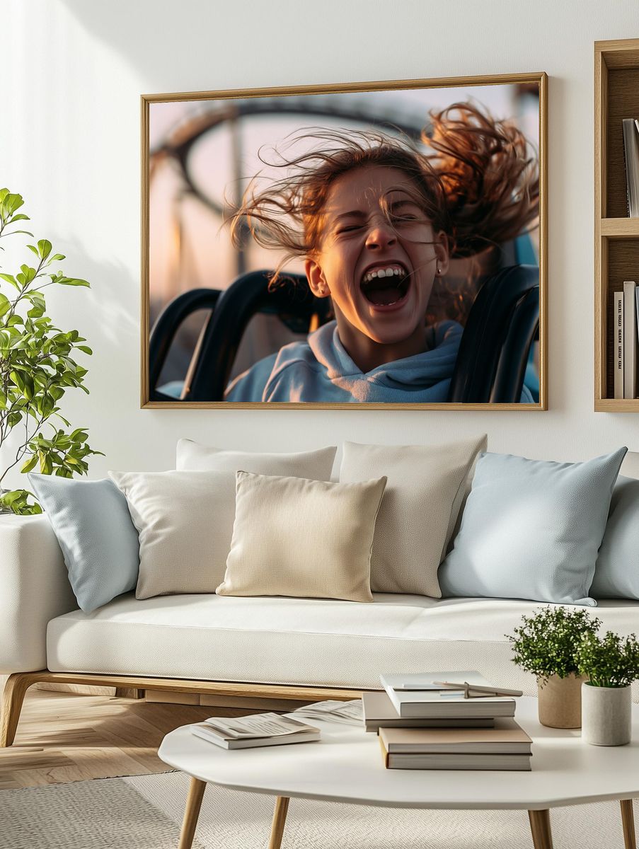 Joyful Roller Coaster Ride Photography Poster. — room view 2