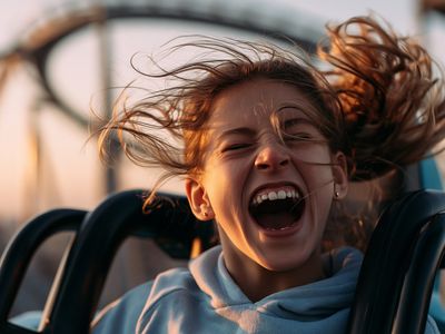 Joyful Roller Coaster Ride Photography Poster. poster