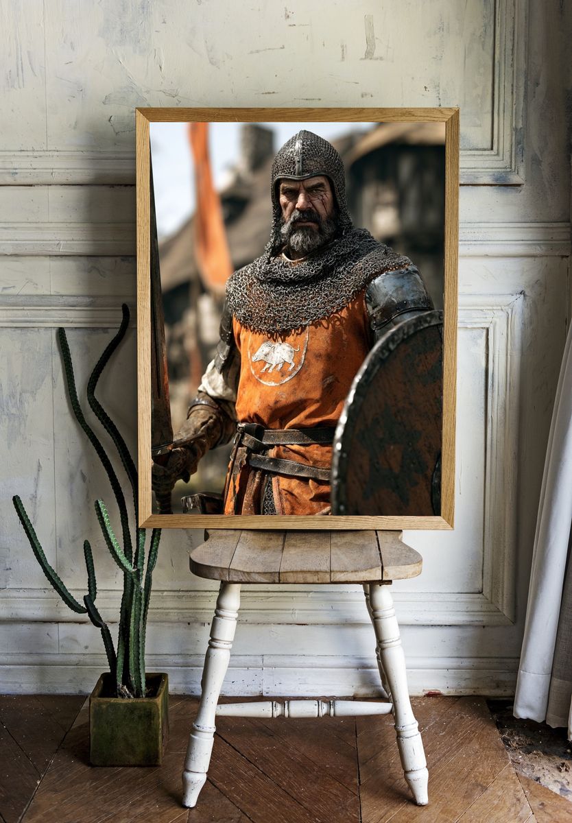 Medieval Knight Portrait Print. room preview