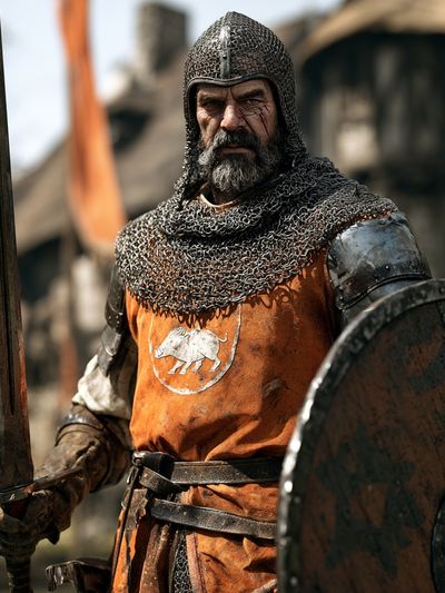 Medieval Knight Portrait Print. poster