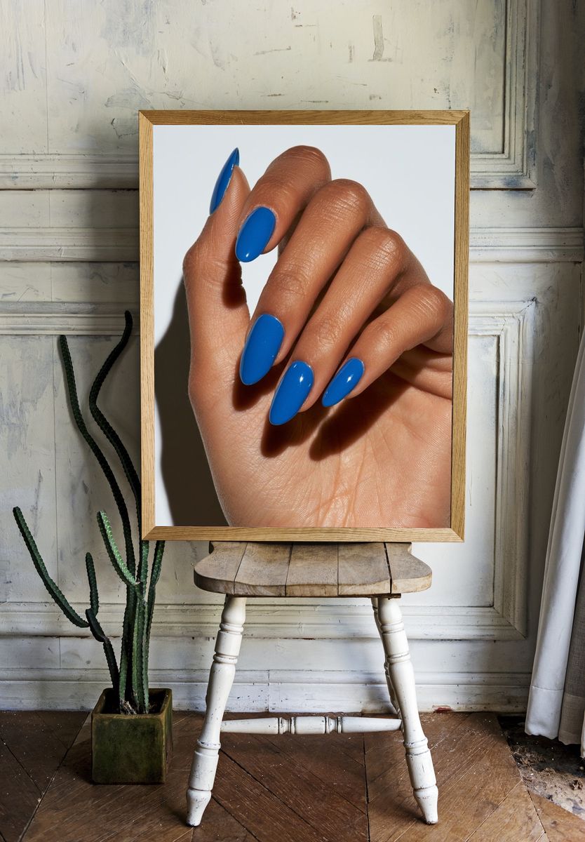 Blue Manicure Portrait Print. — room view 1