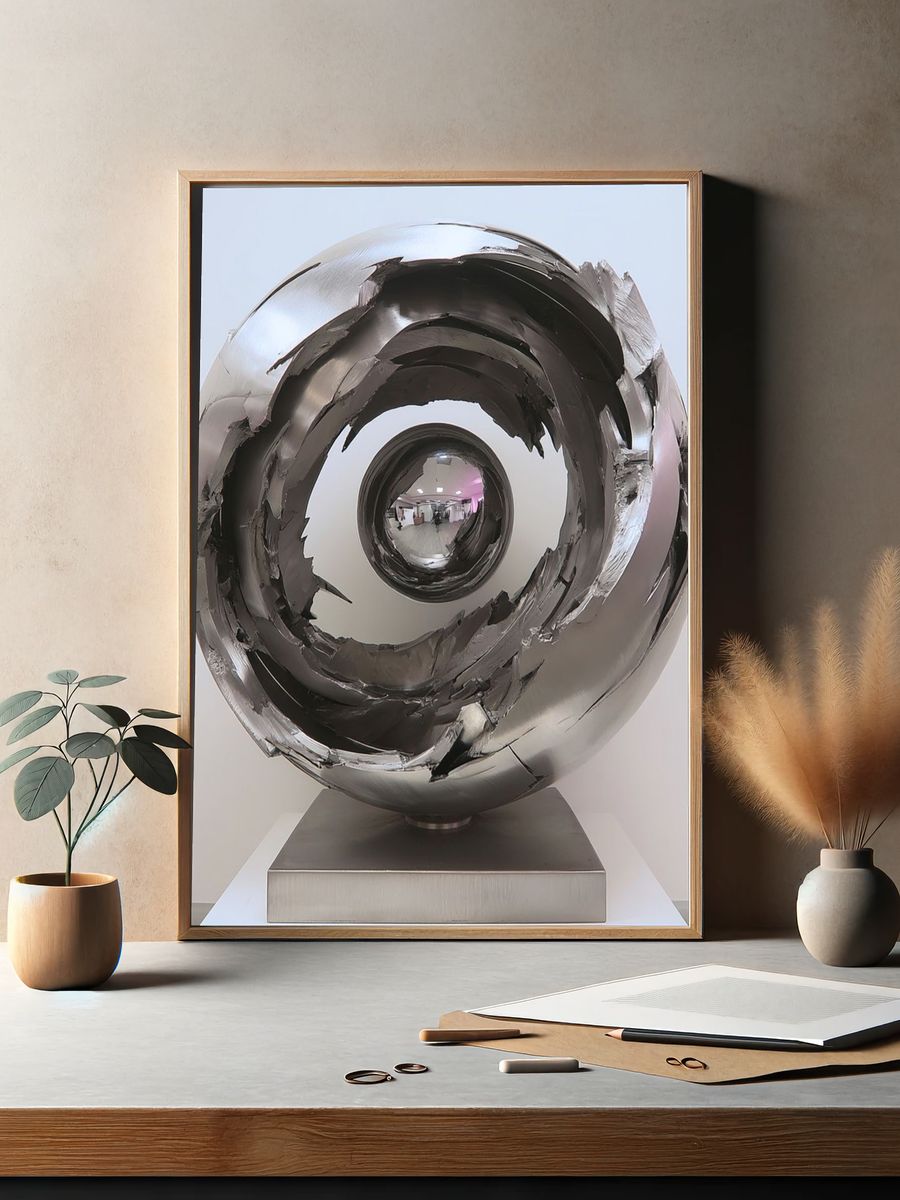 Sculptural Steel Orb Photography Poster. — room view 2