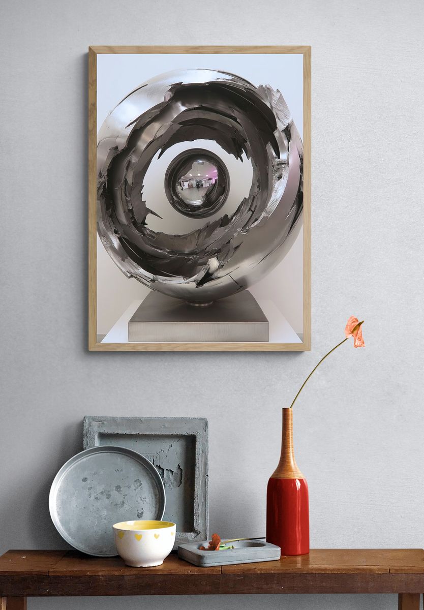 Sculptural Steel Orb Photography Poster. — room view 3