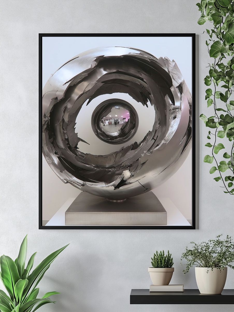Sculptural Steel Orb Photography Poster. — room view 4