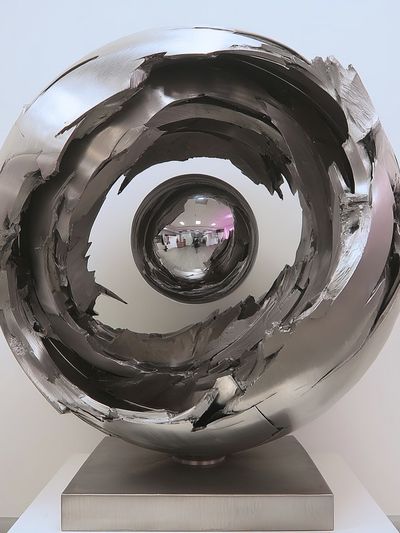 Sculptural Steel Orb Photography Poster. poster
